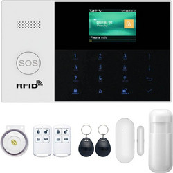 Tuya PG-105 Kit Ασύρματο Σύστημα Συναγερμού με 1 Ανιχνευτή Κίνησης, 1 Αισθητήρα Πόρτας, 1 Σειρήνα, 2 Τηλεχειριστήρια, 2 Tag, Κέντρο, Πληκτρολόγιο (Wi-Fi / GSM)
