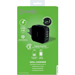 Celly Turbo Φορτιστής Χωρίς Καλώδιο με 4 Θύρες USB-A Black