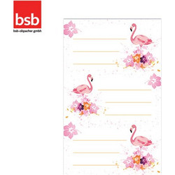 BSB Ετικέτες Αυτοκόλλητες Σχολικές 7.8x12.5cm Flamingos 3 Φύλλα