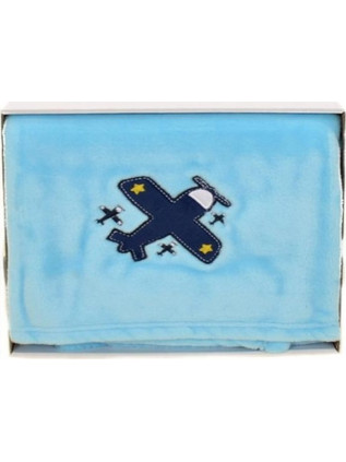 Γαρύφαλλο Aeroplane Κουβέρτα Αγκαλιάς Βελουτέ Blue 70x100cm