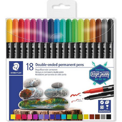 Μαρκαδόροι Staedtler 3187 TB 18 τεμ διπλή μύτη ανεξίτηλοι