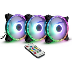 Inter-Tech Argus RS-07 Case Fan 120mm RGB με Σύνδεση 4-Pin PWM 3τμχ Black
