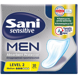 Sani Sensitive Men Absorbent Protector Level 2 Medium Επιθέματα Ακράτειας 4 Σταγόνες 10τμχ