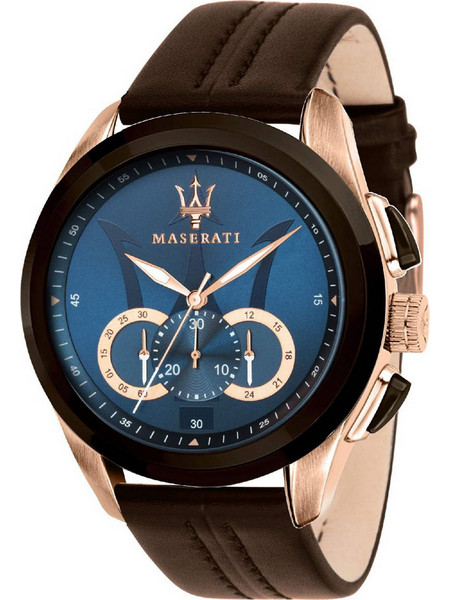 Maserati Traguardo Ανδρικό Ρολόι Χρονογράφος με Καφέ Δερμάτινο Λουράκι R8871612024