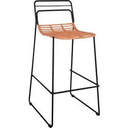 ΣΚΑΜΠΟ ΜΕΤΑΛΛΙΚΟ ALLEGRA HM5642 ΜΕ WICKER ΣΕ ΜΠΕΖ ΑΠΟΧΡΩΣΗ 48x53x100 εκ