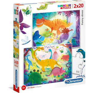 Παιδικό Puzzle Clementoni Super Color Funny Dinos 2x20 Κομμάτια