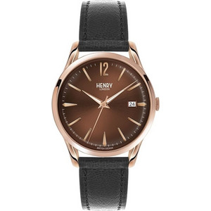 Henry London Vintage Harrow Ανδρικό Ρολόι με Μαύρο Δερμάτινο Λουράκι HL39-S-0048