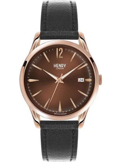 Henry London Vintage Harrow Ανδρικό Ρολόι με Μαύρο Δερμάτινο Λουράκι HL39-S-0048