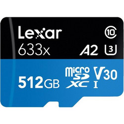 Lexar 633x microSDXC 512GB Class 10 U3 V30 UHS-I A2 100MB/s