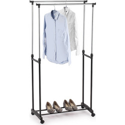 VESTA Κρεμάστρα Ρούχων Διπλή Δαπέδου 80x43x90-160cm με Ροδάκια και Ρυθμιζόμενο ύψος Διάμετρος Βεργών O19/O22/O16mm 1.64kg ΙΝΟΧ