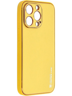 Forcell LEATHER Case for IPHONE 13 Pro - Yellow