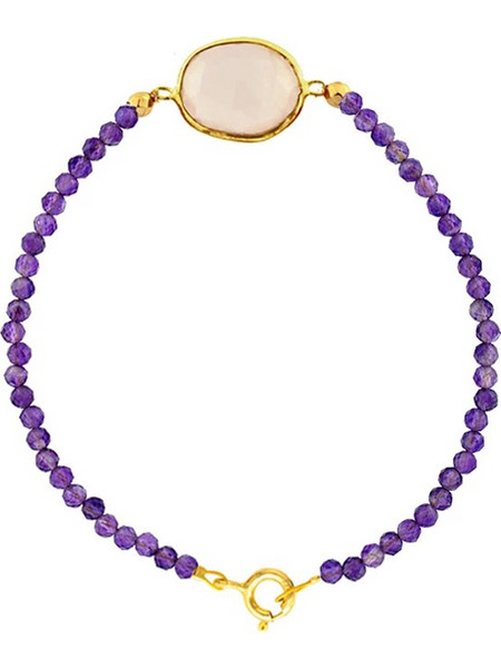 Βραχιόλι ασημένιο 925 με Αμέθυστο, Hematite και Rose Quartz - M123537ARQ