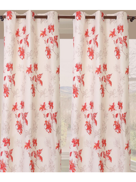 Mc Decor Κουρτίνα Floral με Τρουκς 140x265 Aurea Red