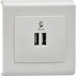 Makel Manolya Διπλή Πρίζα Φόρτισης USB Λευκή (41001A80)