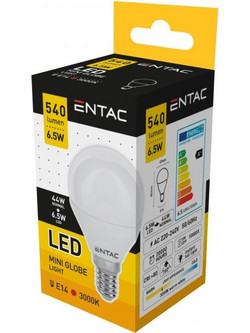 LED Lamp Bulb E14 6.5W Cool Warm White 3000K Entac Λάμπα Οικονομίας