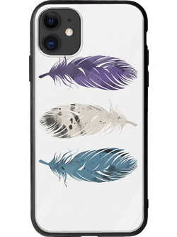Θήκη Blue Purple White Feathers iPhone 11 Groove TPU (Tempered Glass και TPU)