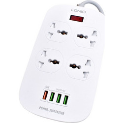 Πολύπριζο Τεσσάρων Θέσεων & 4 Θύρες USB LDNIO SC4407 - Λευκό