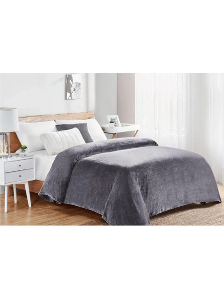 Κουβέρτα Coral Fleece Polyester Μονή 160x220εκ. Μονόχρωμη 06 Grey DIMcol - DimCol - 1433125688600672