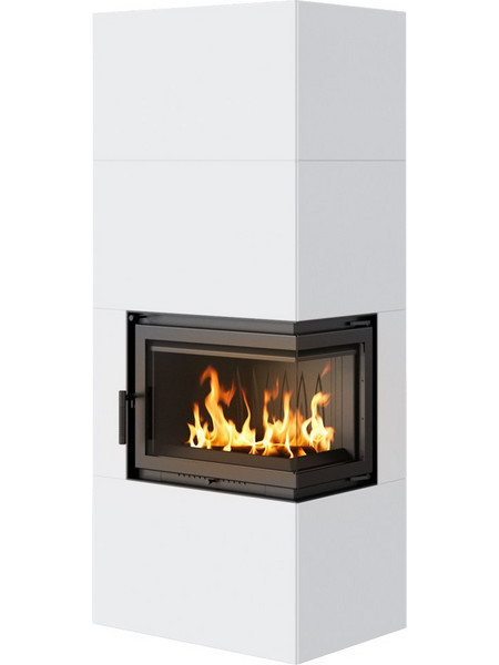 Kratki SIMPLE/BOX/P/S/WHITE Ενεργειακό Τζάκι Αερόθερμο Ξύλου Δεξιά Γωνία 8kW