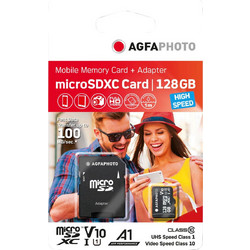 AgfaPhoto Mobile High Speed microSDXC 128GB Class 10 U1 V10 UHS-I A1 + Adapter