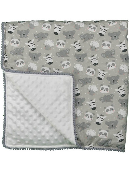 Bebe Stars Pom-Pom Panda Κουβέρτα Αγκαλιάς Fleece 90x90 Γκρι