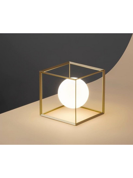 CUBE επιτραπέζιο φωτιστικό της PERENZ 6692OR από μεταλλο & γυαλί - χρυσό 15 x 15 x 15cm