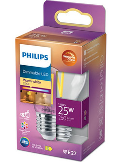 Philips E27 LED WarmGlow Filament Ball Bulb 1.8W (25W) (LPH02543) (PHILPH02543)