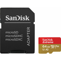 Sandisk Extreme microSDXC 64GB Class 10 U3 V30 UHS-I A2 160MB/s + Adapter