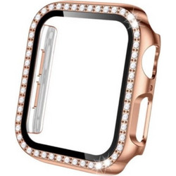 2-In-1 Diamonds Case Gold + Tempered Glass Apple Watch 44mm