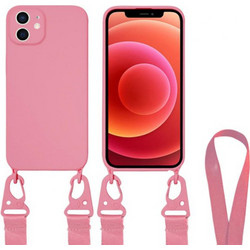 ΘΗΚΗ IPHONE 11 6.1" CROSSBODY SILICONE ΜΕ STRAP ΚΑΙ CAMERA GUARD ΡΟΖ