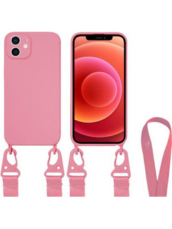 ΘΗΚΗ IPHONE 11 6.1" CROSSBODY SILICONE ΜΕ STRAP ΚΑΙ CAMERA GUARD ΡΟΖ