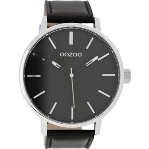 Oozoo Timepieces Ανδρικό Ρολόι με Μαύρο Δερμάτινο Λουράκι C9004