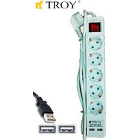 Troy πολύπριζο 5 θέσεων με 2 θύρες Usb