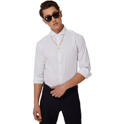Stefan Ανδρικό Πουκάμισο Βαμβακερό Μακρυμάνικο Slim Fit Λευκό 9001-SS22