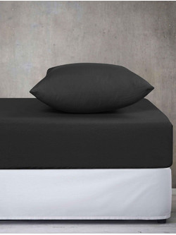 MADI Σεντόνι Μονό Βαμβακερό με Λάστιχο 100x200+30 Anthracite Monochrome