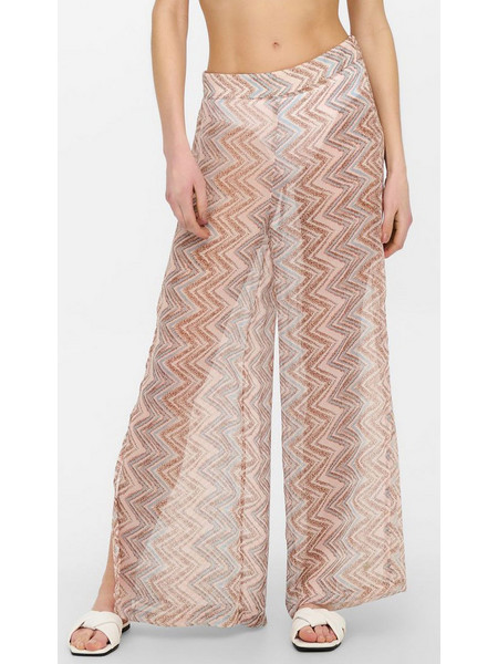 Only Ψηλόμεση Υφασμάτινη Γυναικεία Παντελόνα Loose Εφαρμογή Καμπάνα Ροζ 15251728