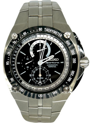 Seiko Sportura Ανδρικό Ρολόι Χρονογράφος με Ασημί Μεταλλικό Μπρασελέ SPC047P1