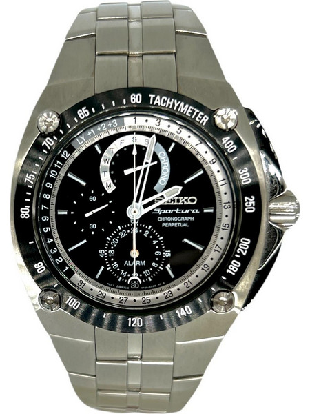 Seiko Sportura Ανδρικό Ρολόι Χρονογράφος με Ασημί Μεταλλικό Μπρασελέ SPC047P1