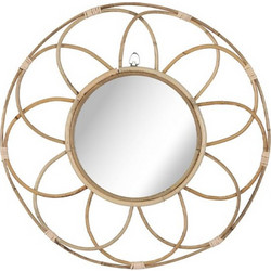Flower καθρέπτης στρογγυλός τοίχου rattan 51 εκ