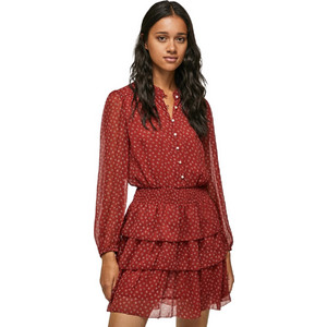 Pepe Jeans Delia Mini Καθημερινό Φόρεμα Floral Μπορντό PL953120-286
