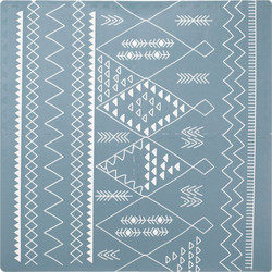 Τάπητας - Παζλ Δαπέδου Γκρι Σιέλ με Λευκά Τριγωνικά Σχέδια 61.5x61.5x0.9cm - 4 τμχ