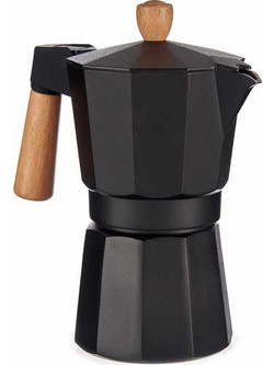 Καφετιέρα μπρίκι για Espresso από αλουμίνιο, για 6 φλυτζάνια καφέ, σε μαύρο χρώμα, 16x10x19.5 cm - Aria Trade