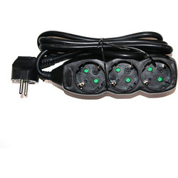 Adeleq Πολύπριζο Μαύρο Με Καλώδιο 1,5μ 3x1.5mm2 Με 3 Πρίζες Σούκο 15-31515301