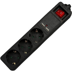 Πολύπριζο Ασφαλείας LAMTECH 3 Θέσεων με 2 Θύρες USB 1.5 Μέτρα Μαύρο