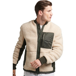 Superdry Vintage Sherpa Ανδρική Ζακέτα Fleece με Φερμουάρ Εκρού M5011456A-WNE