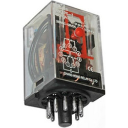 Ρελέ τύπου λυχνίας 6V DC με 11 πόδια 3 επαφές LED & TEST μπουτόν - 11-3061