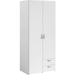 PoliHome Δίφυλλη Ντουλάπα Ρούχων Dorm Λευκή 80.7x51.4x185.4cm 162571079