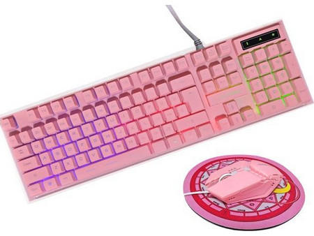 Yelandar YA-4600 White Pink Σετ Gaming Πληκτρολόγιο RGB