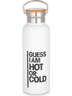 Θερμός Guess με ξύλινο καπάκι χωρητικότητας 500ml σε χρώμα λευκό