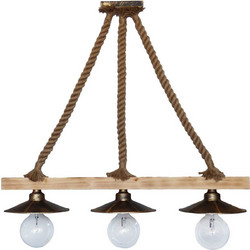 Heronia Lighting UT-150 ROPE 3/L RAGA Κρεμαστό Φωτιστικό Οροφής με Σχοινί Τρίφωτο Μπεζ 31-0880